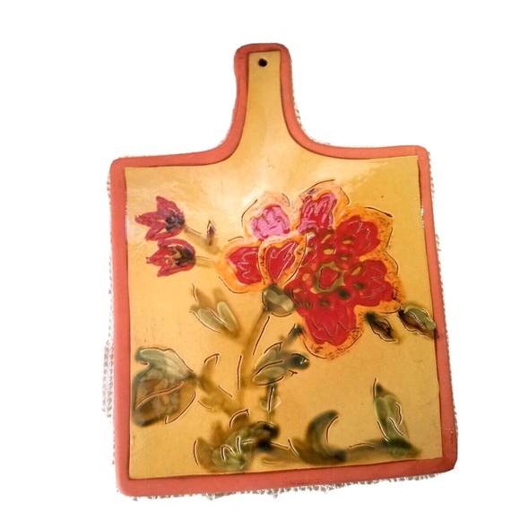 Cheese Board Trivet Decorative Floral Ceramic Nanette Vacher Ambiance 7.5" x 11" - Picture 8 of 13